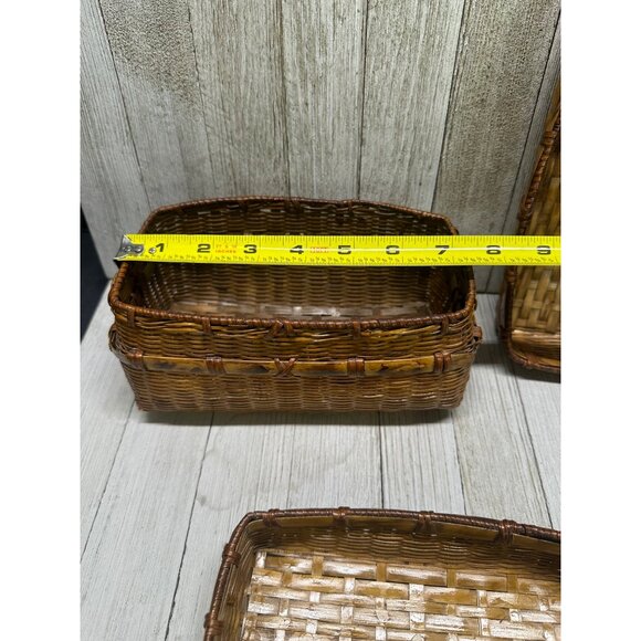 Vintage Woven Rattan Wicker Picnic Basket Storage Decor No Handles 7.5" x 4" - Picture 14 of 16